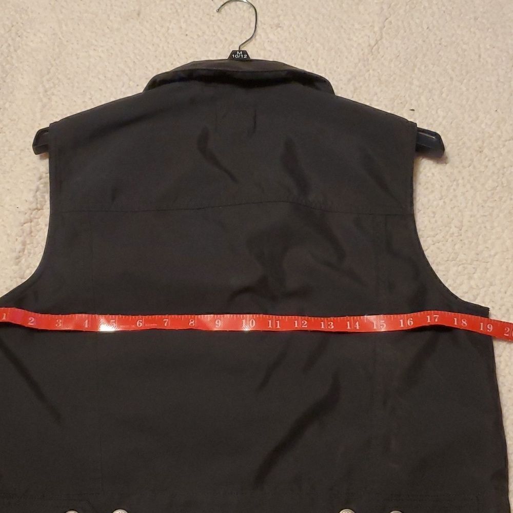 Liz Claiborne Black Sleeveless Button Front Vest with Faux Leather Collar - Picture 7 of 7